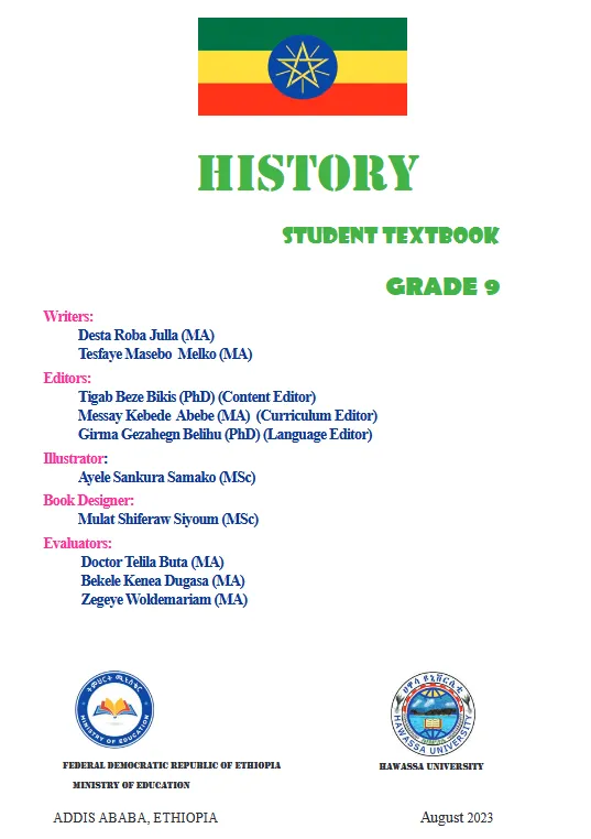 Download Ethiopian new Curriculum grade 9 history Student Textbook PDF